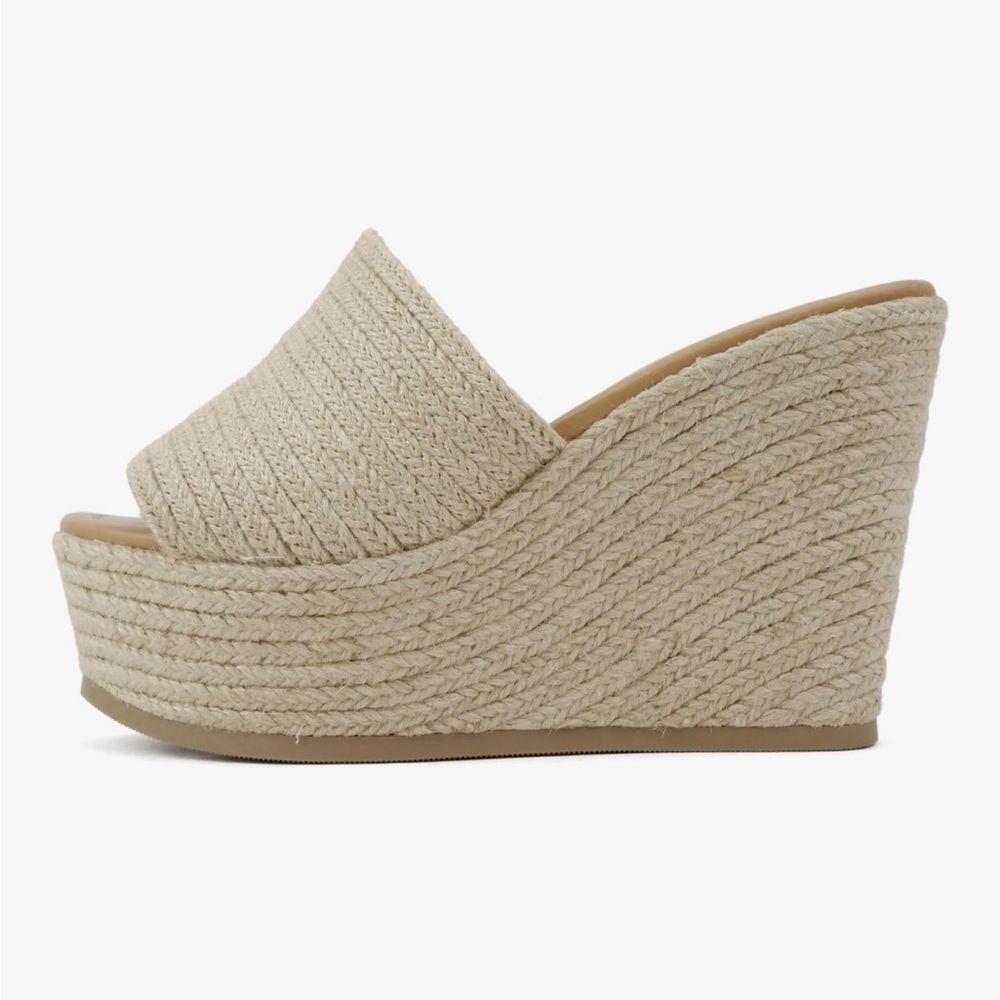 Soda “Bounty” ~ Women Round Toe Single Band Slip-On Espadrille Wedge Sandal